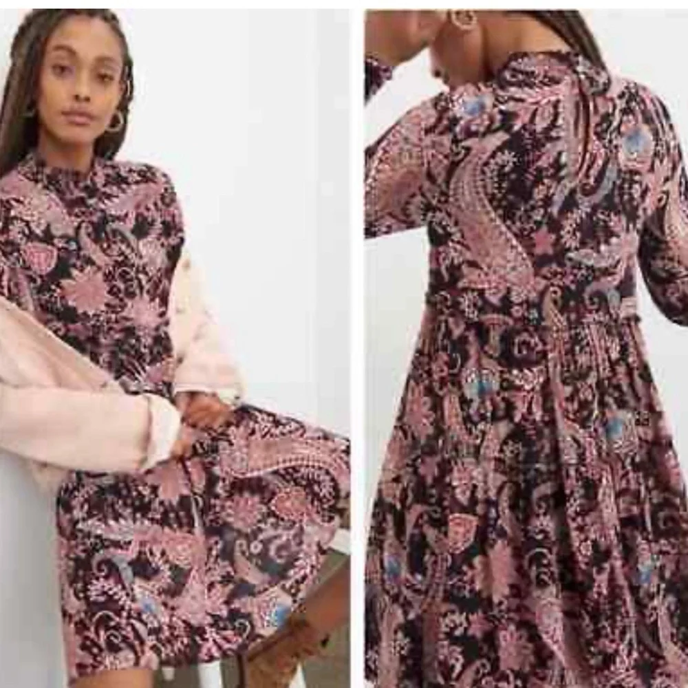 Anthropologie Smocked Neck Cady Paisley Tiered Tunic Dress XS - Picture 4 of 17